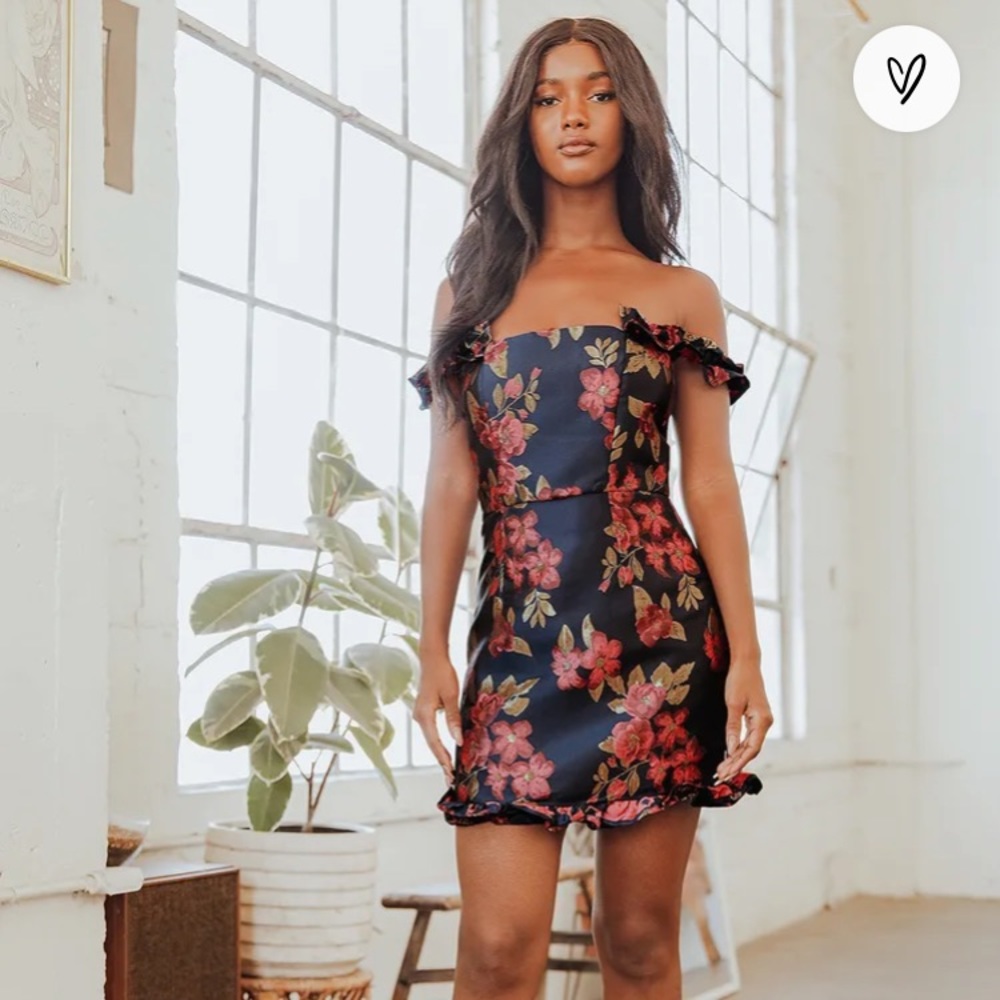 Lulus off the shoulder navy mini dress